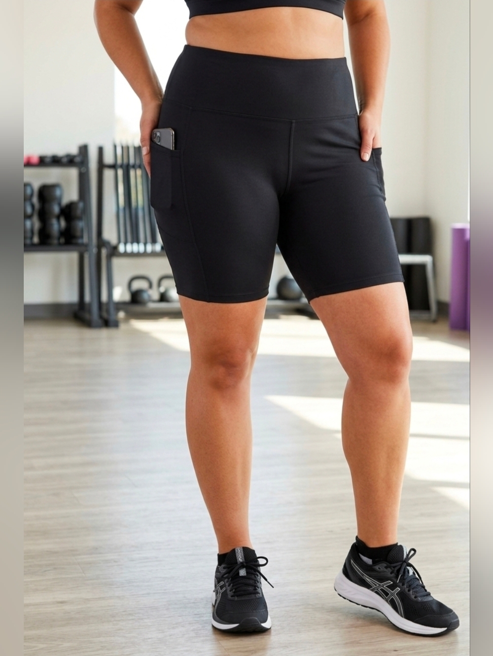 Danskin Black High-Rise Bike Shorts